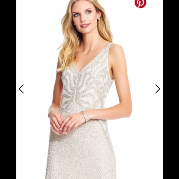 Adrianna Papell fully beaded pearl sleeveless long dress - Picture 2 of 4